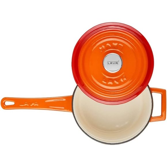 1.5 Blue Quarts Round Sauce Pot Long Handle with Lid - Picture 6 of 7